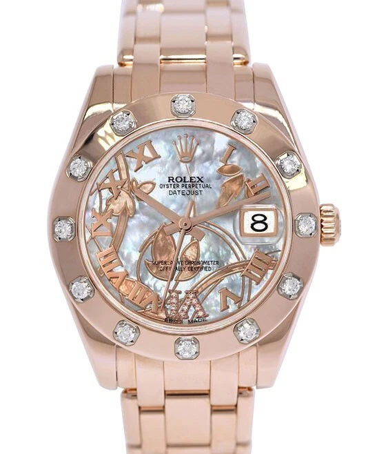Rolex — Rolex Pearlmaster 18k Rose Gold Goldust Dream MOP Diamond 34mm Watch 81315