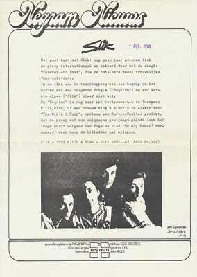 Slik - Negram Nieuws - August 1976 [Holland] - Press Release