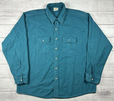 Vintage Five Brother Chamois Cloth Shirt Mens 2XL Teal USA Made Heavy Cotton