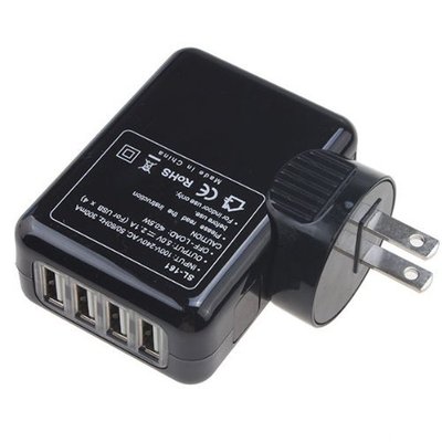 Strong 4Port USB Wall Home Travel Charger Accessory Black for Cell  Phones