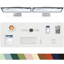 Extra Large Desk pad Leather Desk Pad ProtectorOffice Desk MatMouse Pad Non-S...