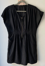 ZARA Black Smocked Zipper Mini Dress-Medium EUC