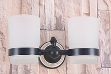 Black Bronze Toothbrush Holder with Glass Cup Wall Mounted Bathroom Accessory