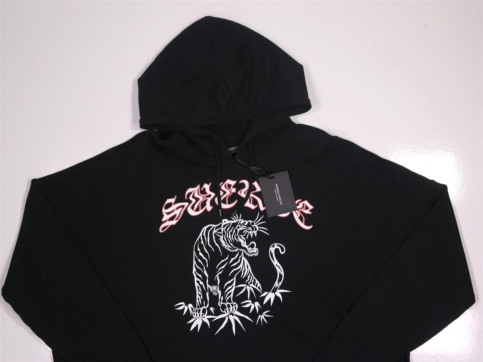 Marcelo Burlon Felpa con Cappuccio XL Donna Nera Oversize Spacco Laterale Contea di Milano