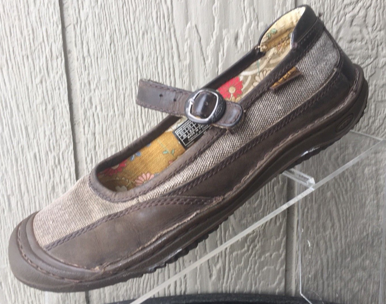 Keen Cush Mary Jane Leather Canvas Brown Shoes Womens Size US 8.5 | eBay
