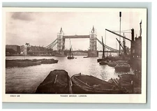 Tower Bridge London Rppc Postcard Uk Vtg Photo Real England Ships Boats 10514-26