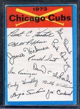 1973 Topps Tough Blue Team Checklist Chicago Cubs GD (MK)
