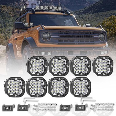2X 3'' 80W LED Cube Work Light Bar Spot Round Offroad Driving Fog Pocket Pods 4WD