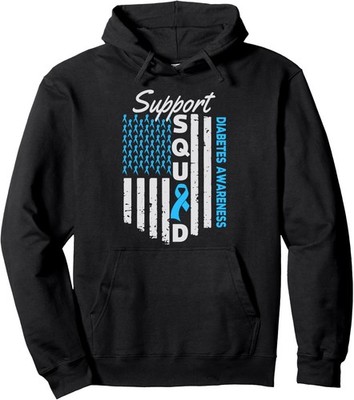 Support Squad USA Flag Diabetes Awareness Design Unisex Hooded Sweatshirt