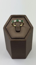 Emerald And Diamond 9ct Gold Ring , Vintage And Hallmarked Size J1/2