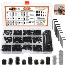 500 Pcs 25 Size Set Screws Metric&SAE Set Screw Assortment Kit 12.9 Alloy Steel