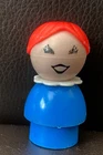 Vintage Fisher Price Little People Girl Blue Body Red Hair #969 Merry Go Round