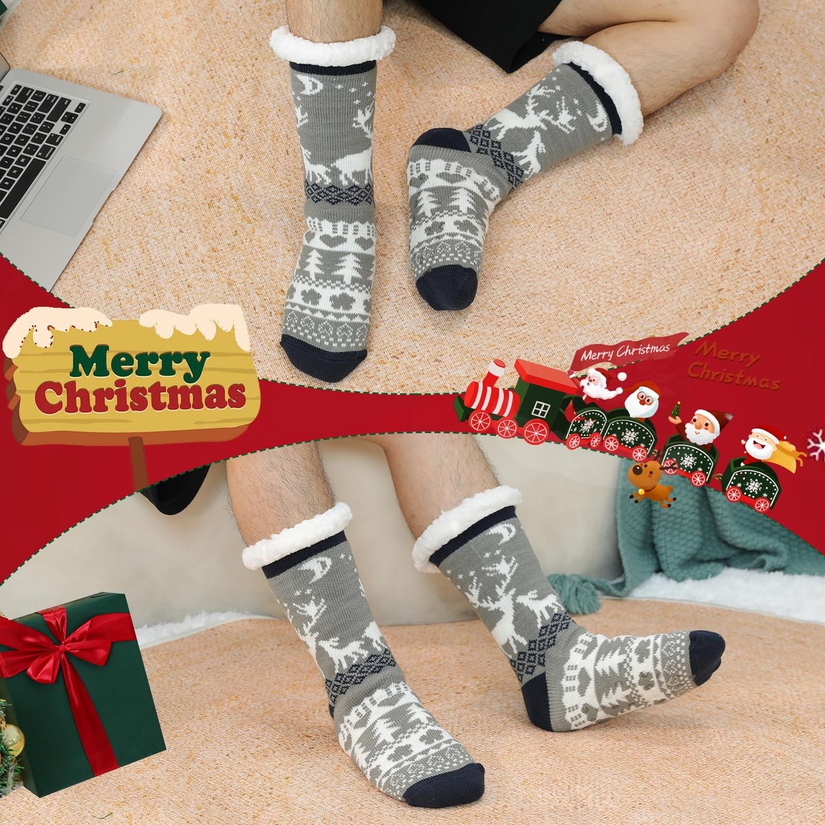 Chaussons Intérieur Chauds Chaussettes Antidérapantes Femme