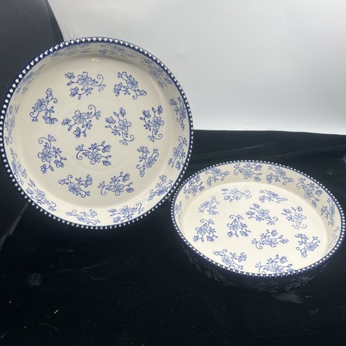 Temp-tations By Tara Floral Lace Cobalt Blue Pie Plate Ovenware 9" Round Ceramic