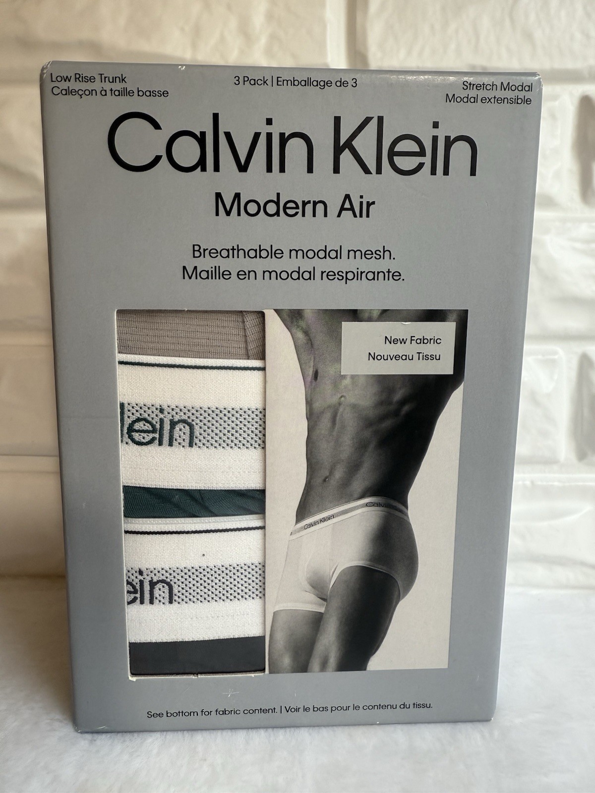 Ropa interior para hombre Calvin Klein 3 calzoncillos de tiro bajo, aire moderno, tela nueva, talla XL