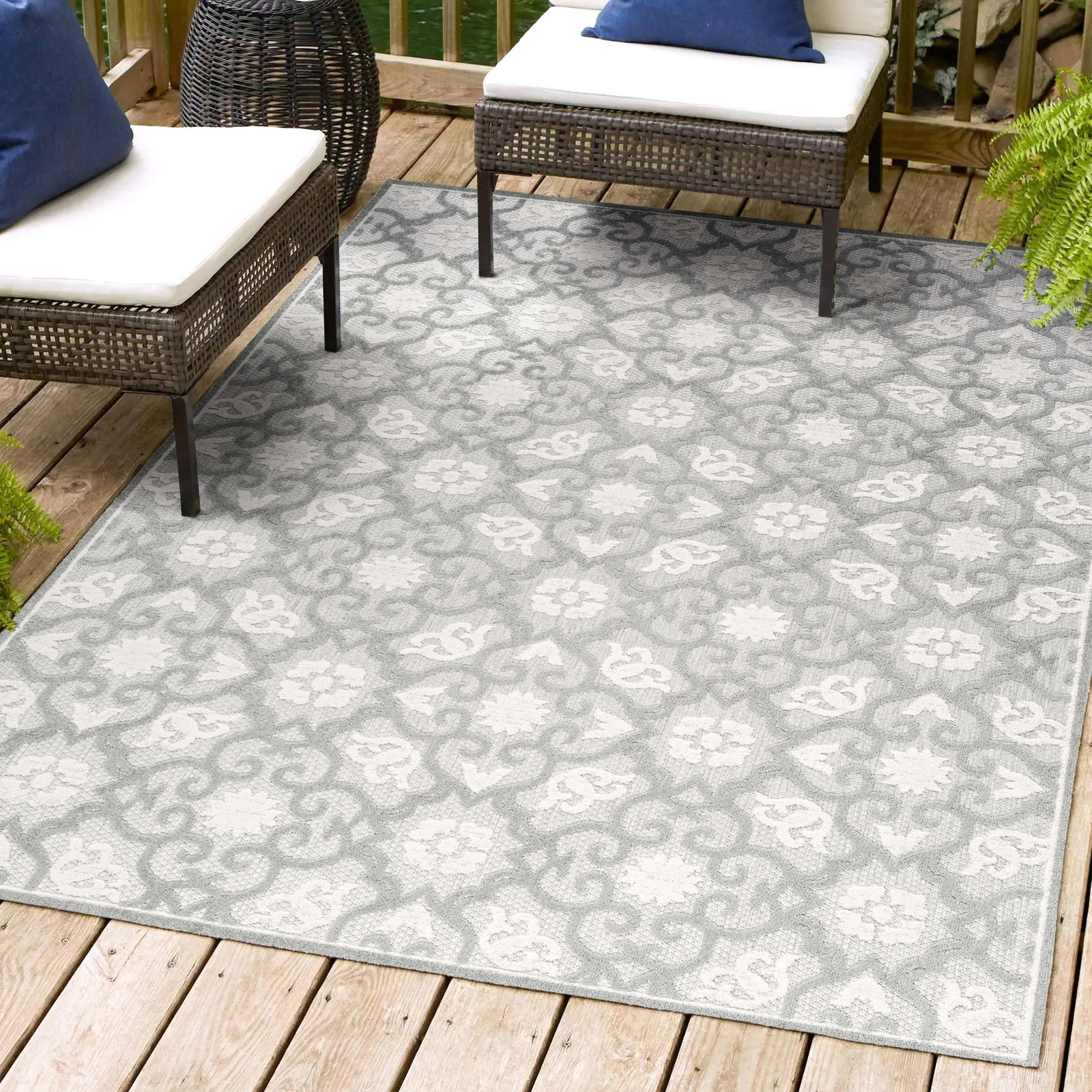 JONATHAN Y Amalfi Coast 3x5 Light Gray Polypropylene Rug