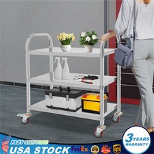 3-Tier Kitchen Trolley Cart Utility Serving Rolling Shelf Stainless Steel 250lbs
