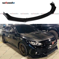 For Honda Civic Sedan 2016-2021 Front Bumper Lip Splitter Spoiler Glossy Black