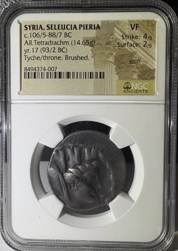 Syria Selucia Pieria 106/5-88/7BC AR Tetradrachm NGC VF - Scuff (007)