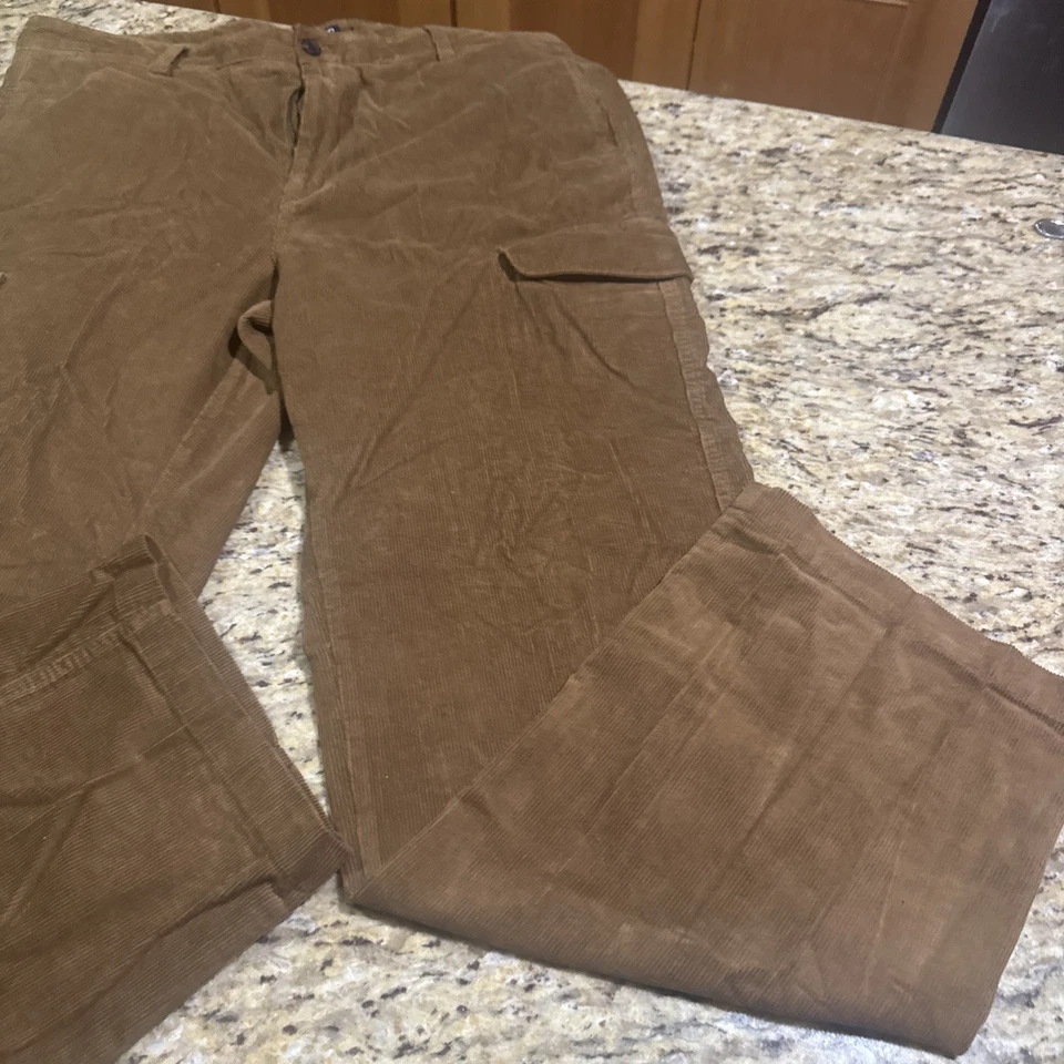 Chaps Corduroy Pants men’s Flat Front 38w 32L Dark Brown Utility Pockets Nice Cp - Image 3 of 4