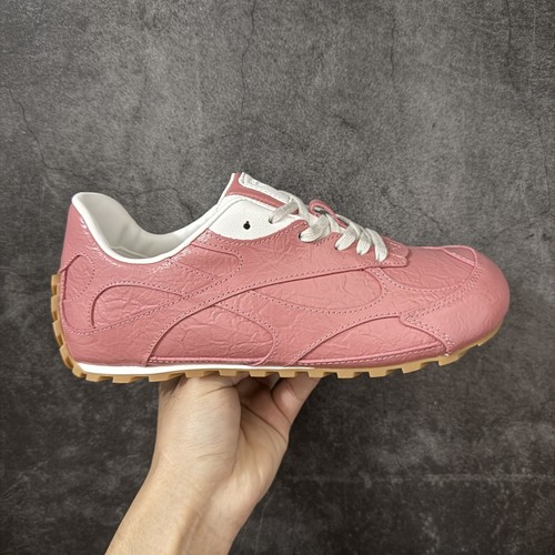 Bottega Veneta Orbit Flash Pink Leather Unisex Retro Casual Sneakers Trainers