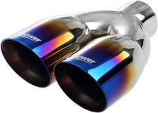 Dual Exhaust Tips 2.5 Inch Inlet 3.5 Outlet 9.5 Length Vacuum Plating Blue
