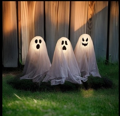Lights4fun 3er Set Halloween Geister Gespenster Ghost Stableuchten mit Erdspieß