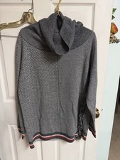 Stella McCartney Grey Mix Chevron Wool/Silk Cowl Neck Sweater Med 40 Oversized