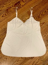 Shadowline Vintage Camisole Sz 40 White Lightweight Nylon Lace Trim Layer Read 