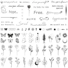 Realistic Temporary Tattoos for Women - 60 Sheets Tiny Small Removable Adult Fak