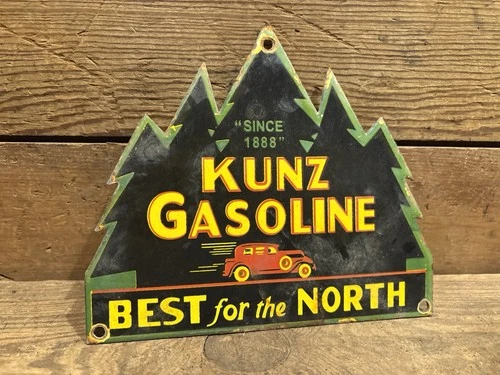 Vintage Original Porcelain Sign Motor Oil Service Station Kunz Shell Gulf Texaco