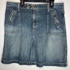 GAP Jeans Women s 10 Denim Mini Skirt Front Pleat Pockets Y2K Style