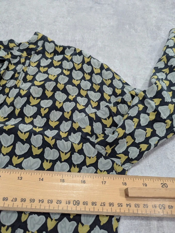 Farhi Blouse Womens UK 10 Floral 100% Silk Top Tulip Lightweight Shirt Boho Tie - Изображение 3 из 4