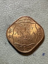 INDIA 1943 1/2 Anna BU George VI