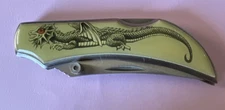 Dragon Themed Folding Pocket Knife China Stainless Single Blade Manuel Fold  M