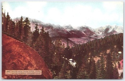 Vintage Pike's Peak View Postcard from Hotel Ramona, Cascade, Colo.
