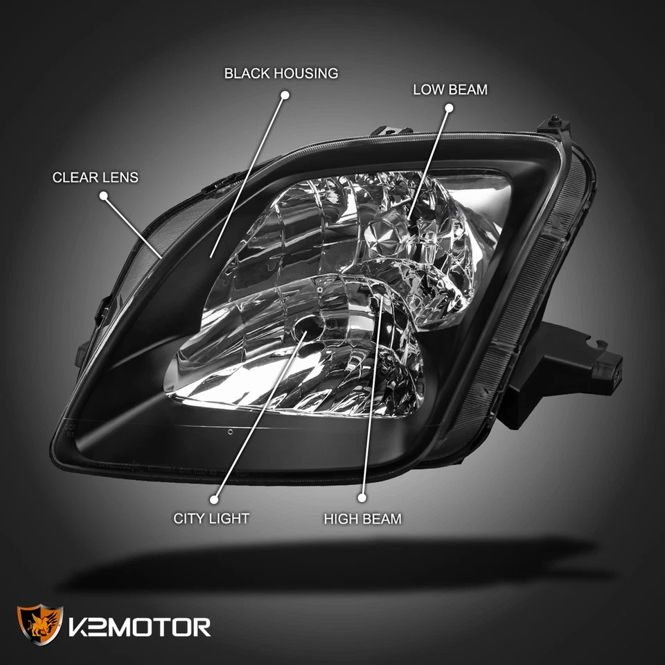 Black Fits 1997-2001 Honda Prelude Headlights Head Lamps Replacement Left+Right Foto 3 de 4
