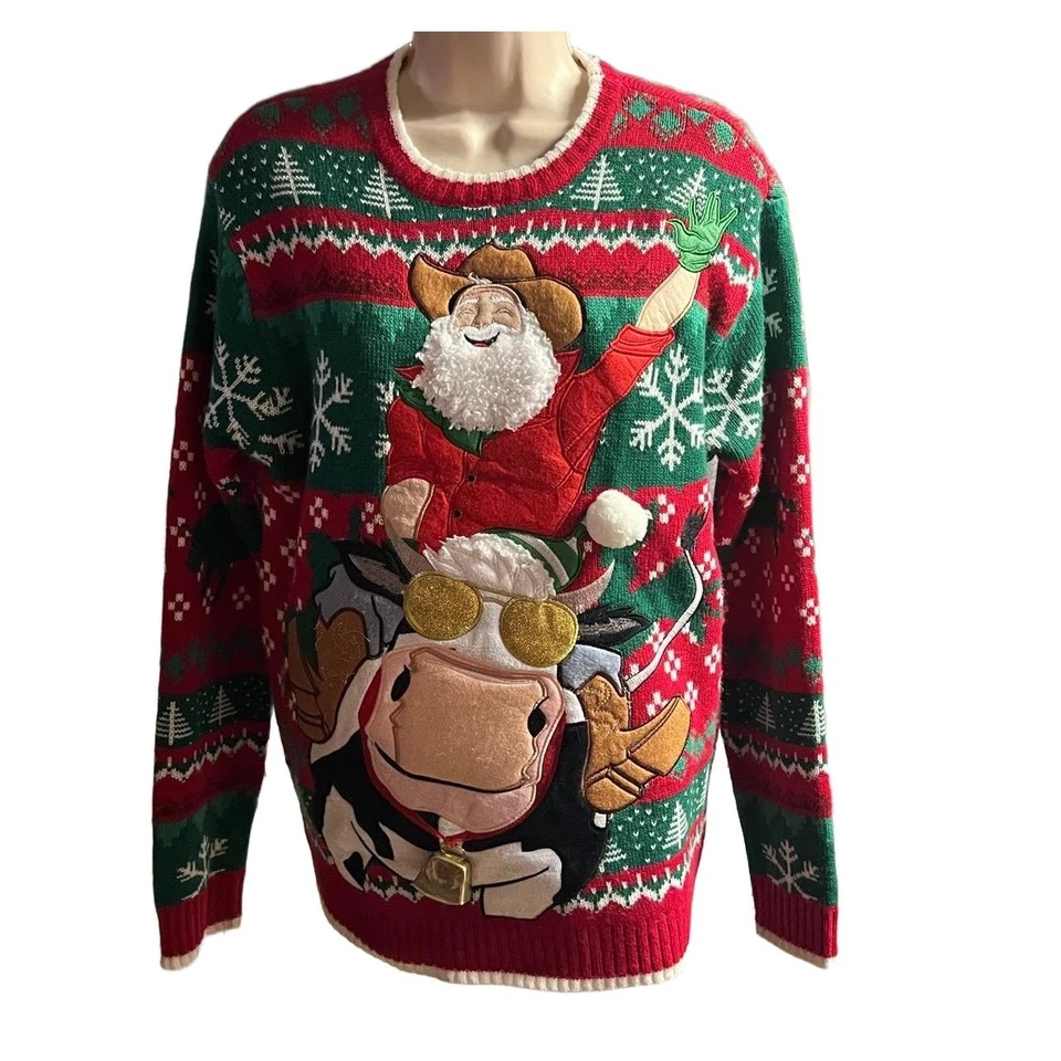 Suéter Blizzard Bay Feo Navidad Santa Vaca Campana Festivo Novedad Talla Pequeña Foto 2 de 4