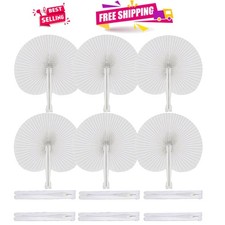 Versatile White Round Paper Folding Fans - Perfect for Weddings  Party Favors
