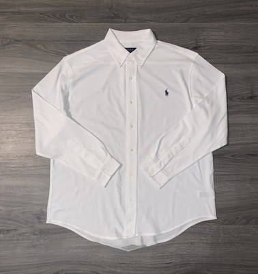 Polo Ralph Lauren Featherweight Button Down Mesh Shirt White Big & Tall Sz 2XB