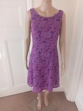 Ladies Ariella London Purple Floral Embroidered Dress Size UK 10. Party/Formal. 