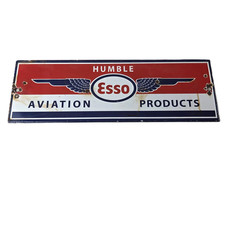 Vintage Esso Gasoline Sign - Humble Aviation Service Station Porcelain Gas Sign