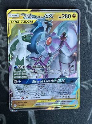 Pokémon Arceus & Dialga & Palkia GX 156/236 Cosmic Eclipse Full Art Holo 2019