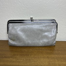 HOBO International Lauren Wallet Light Gray Leather Large Hold All Credit Cards