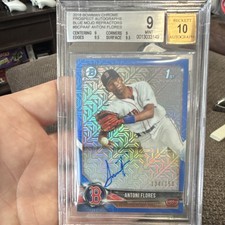 Topps Bowman Chrome Antoni Flores Blue Mojo Refractor Auto /150 BGS 9 Red Sox