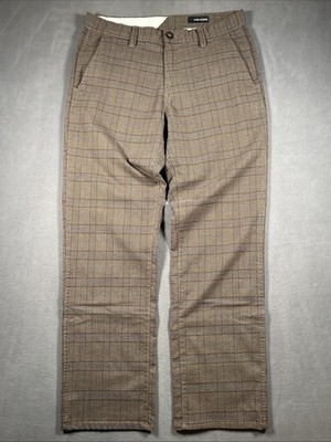 Volcom Plaid Brown Blue Plaid Size 32 (34x31 actual) Dress Pants