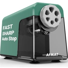 AFMAT PSX1 Heavy Duty Electric Pencil Sharpener, 6 Holes, Auto Stop Pencil Sh...