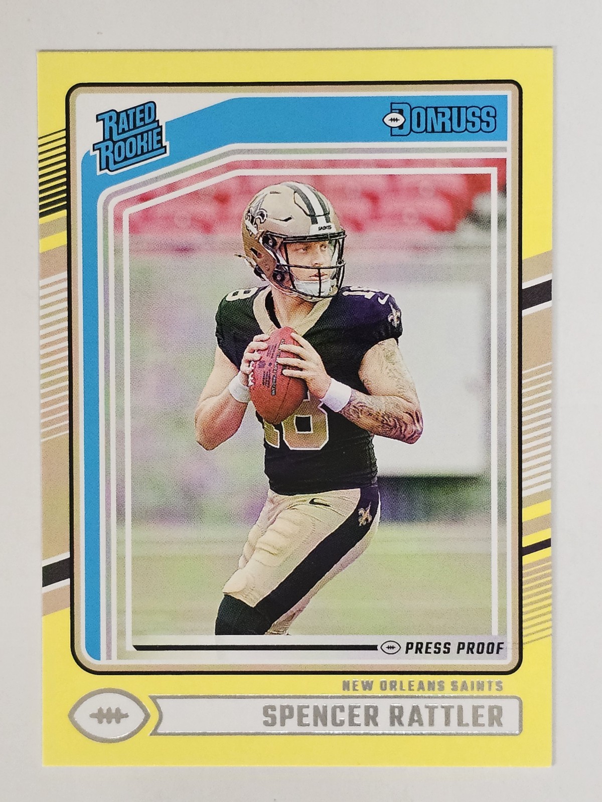 2024 Donruss #359 Spencer Rattler Press Proof Yellow RC Saints