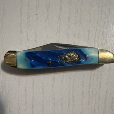 Frost Cutlery Premier Edition Pocketknife 2 Blades Blue Gold Handle 440SS