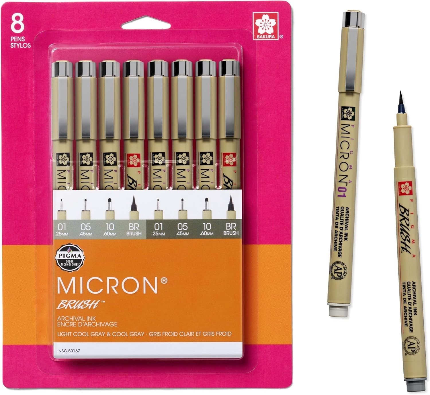 SAKURA Pigma Micron Cool Gray Fineliners - NEW 8 Pack Assort